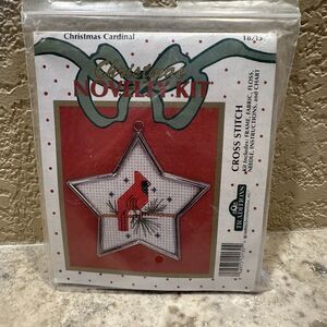 Traditions Christmas Cardinal Counted Cross Stitch Kit with Silver Star Frame